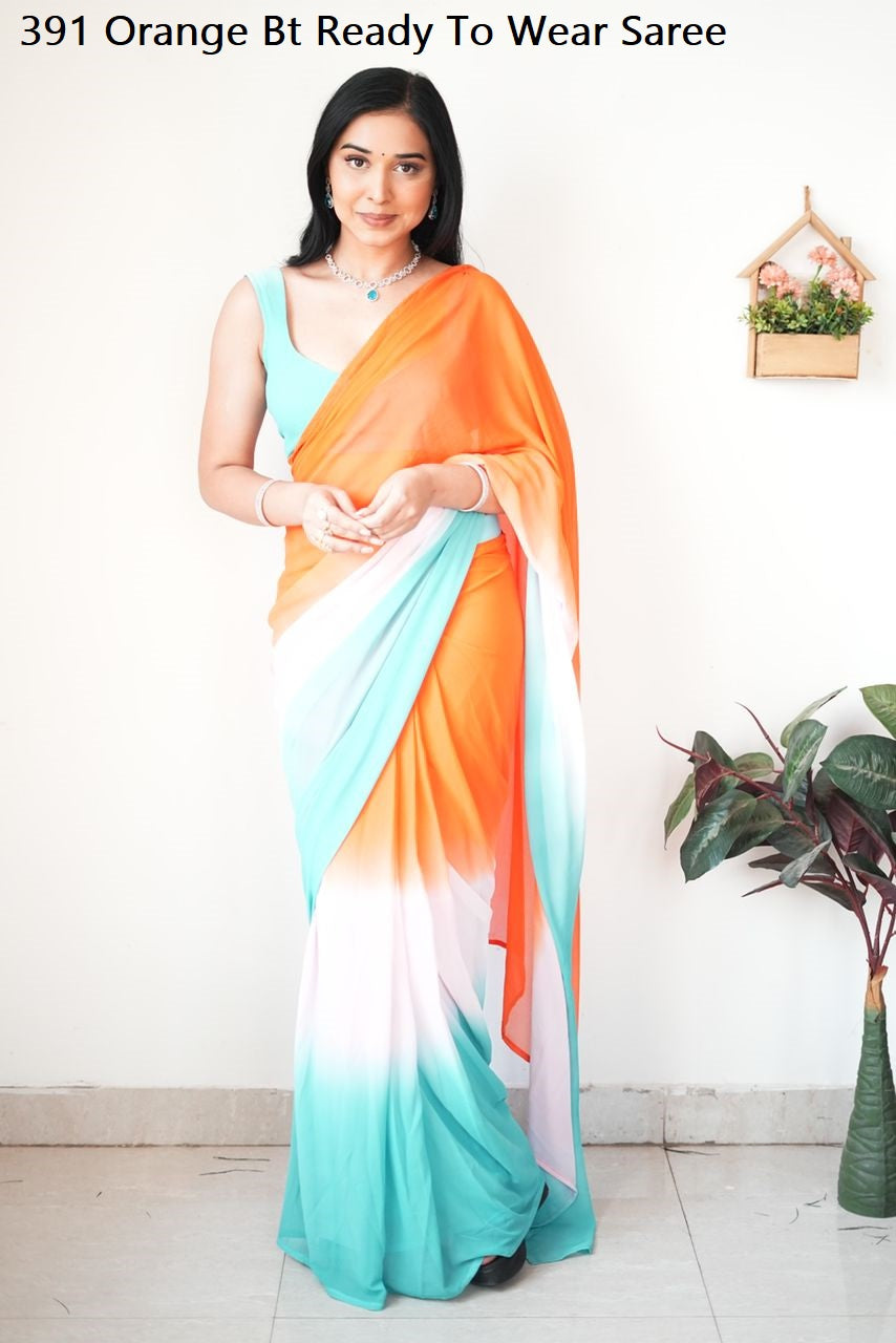 391Orange Bt Sarees