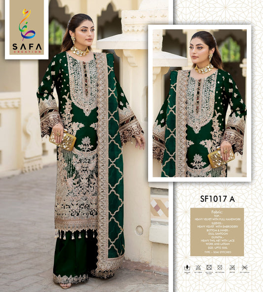 1017A Safa Creation Velvet Pakistani Salwar Suits