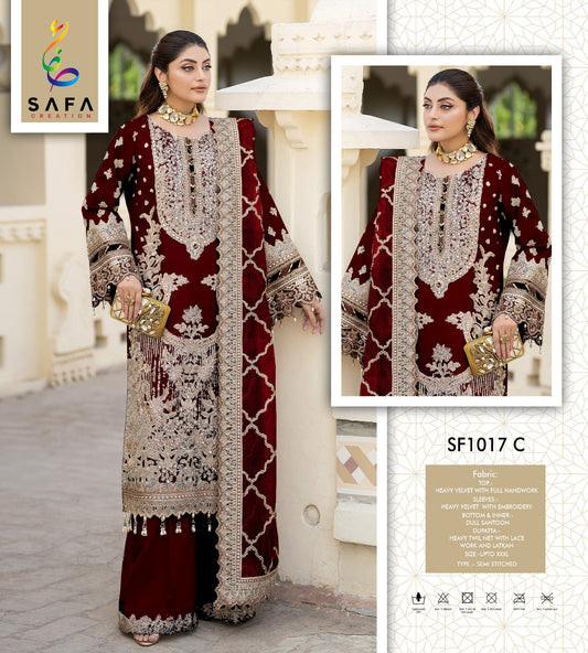 1017C Safa Creation Velvet Pakistani Salwar Suits