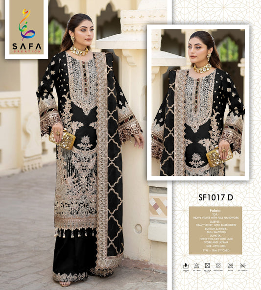 1017D Safa Creation Velvet Pakistani Salwar Suits