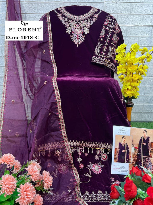 1018-C Florent Embroidery Velvet Suits