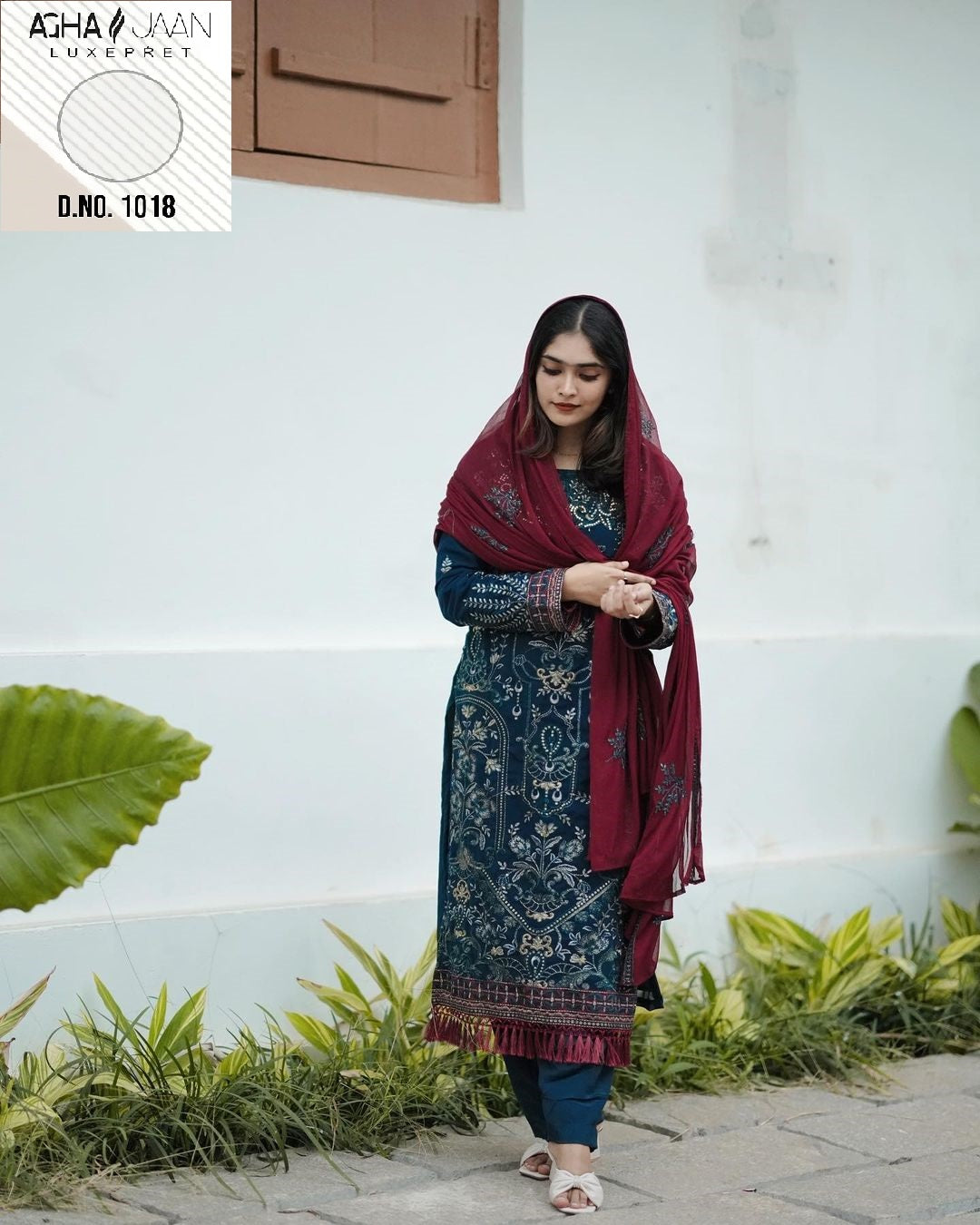 1018 Agha Jaan Embroidery Pakistani Salwar Suits