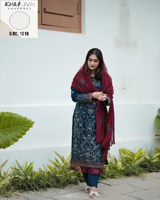 1018 Agha Jaan Embroidery Pakistani Salwar Suits