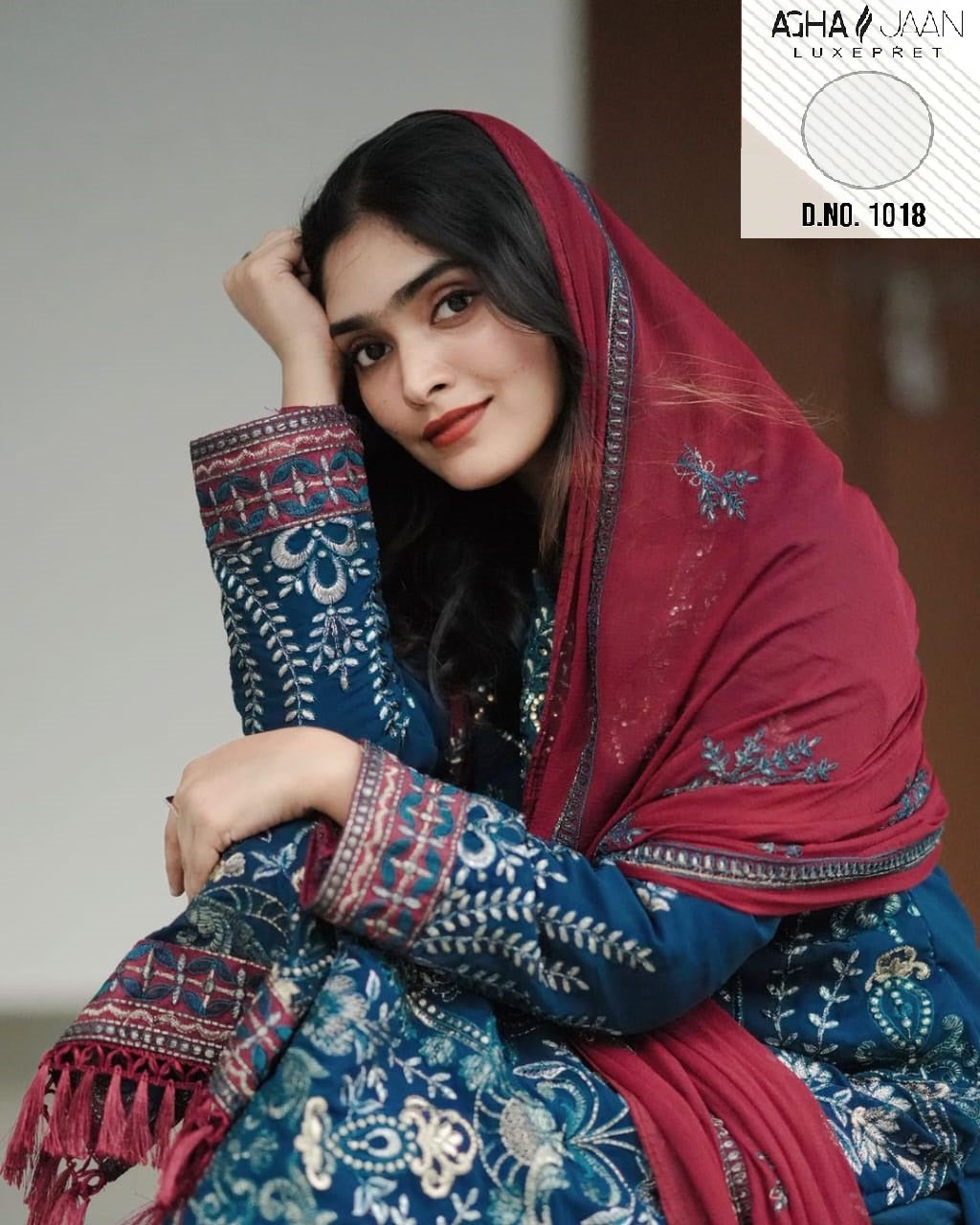 1018 Agha Jaan Embroidery Pakistani Salwar Suits