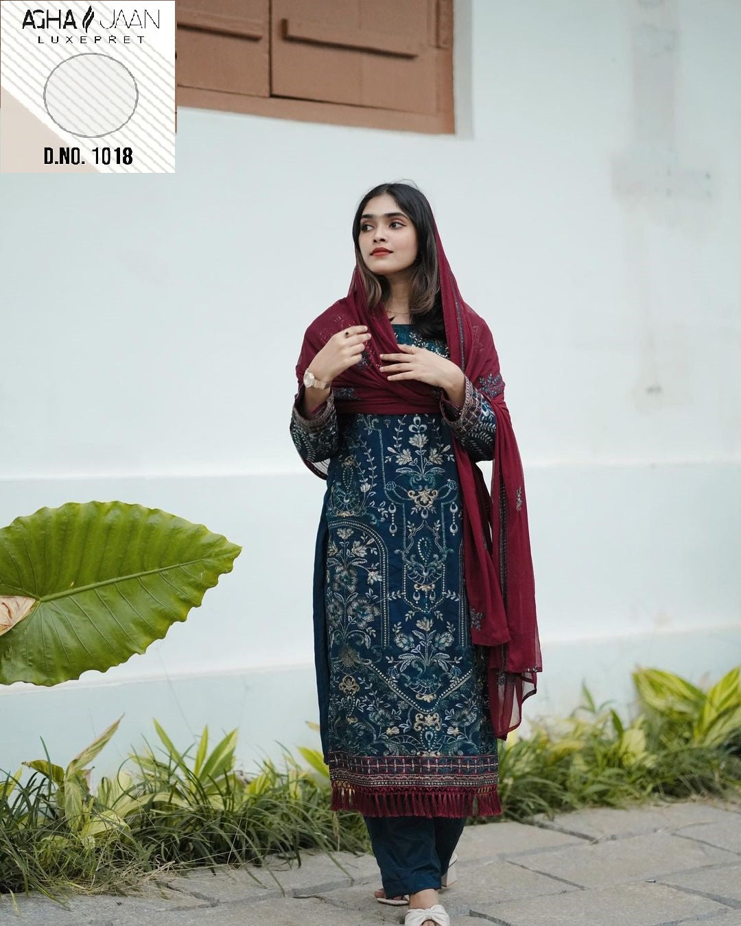 1018 Agha Jaan Embroidery Pakistani Salwar Suits