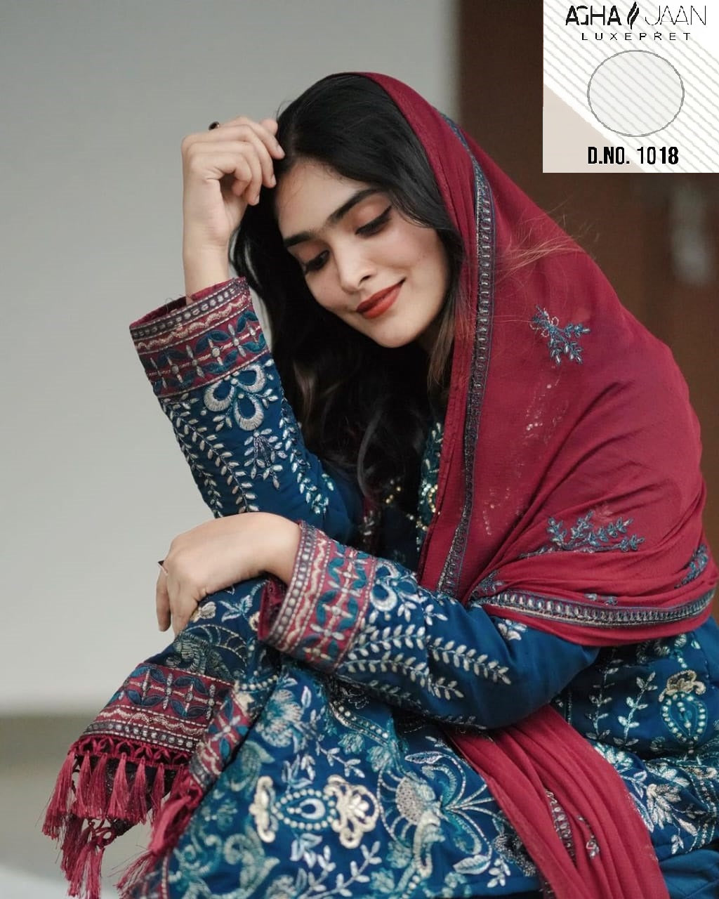 1018 Agha Jaan Embroidery Pakistani Salwar Suits