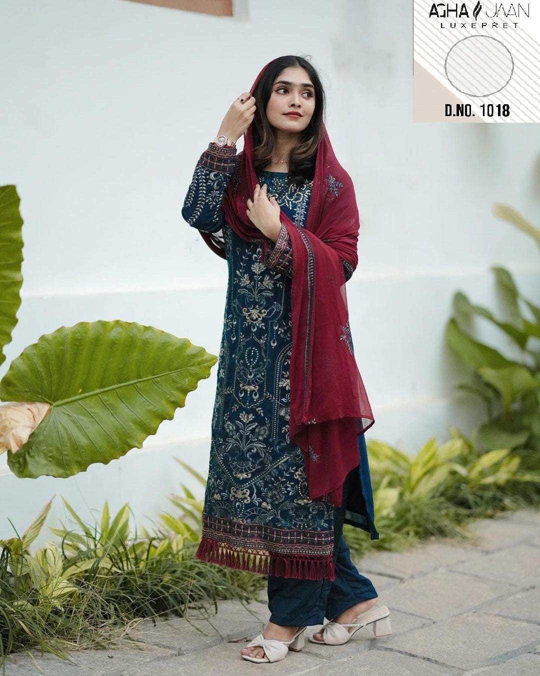 1018 Agha Jaan Embroidery Pakistani Salwar Suits
