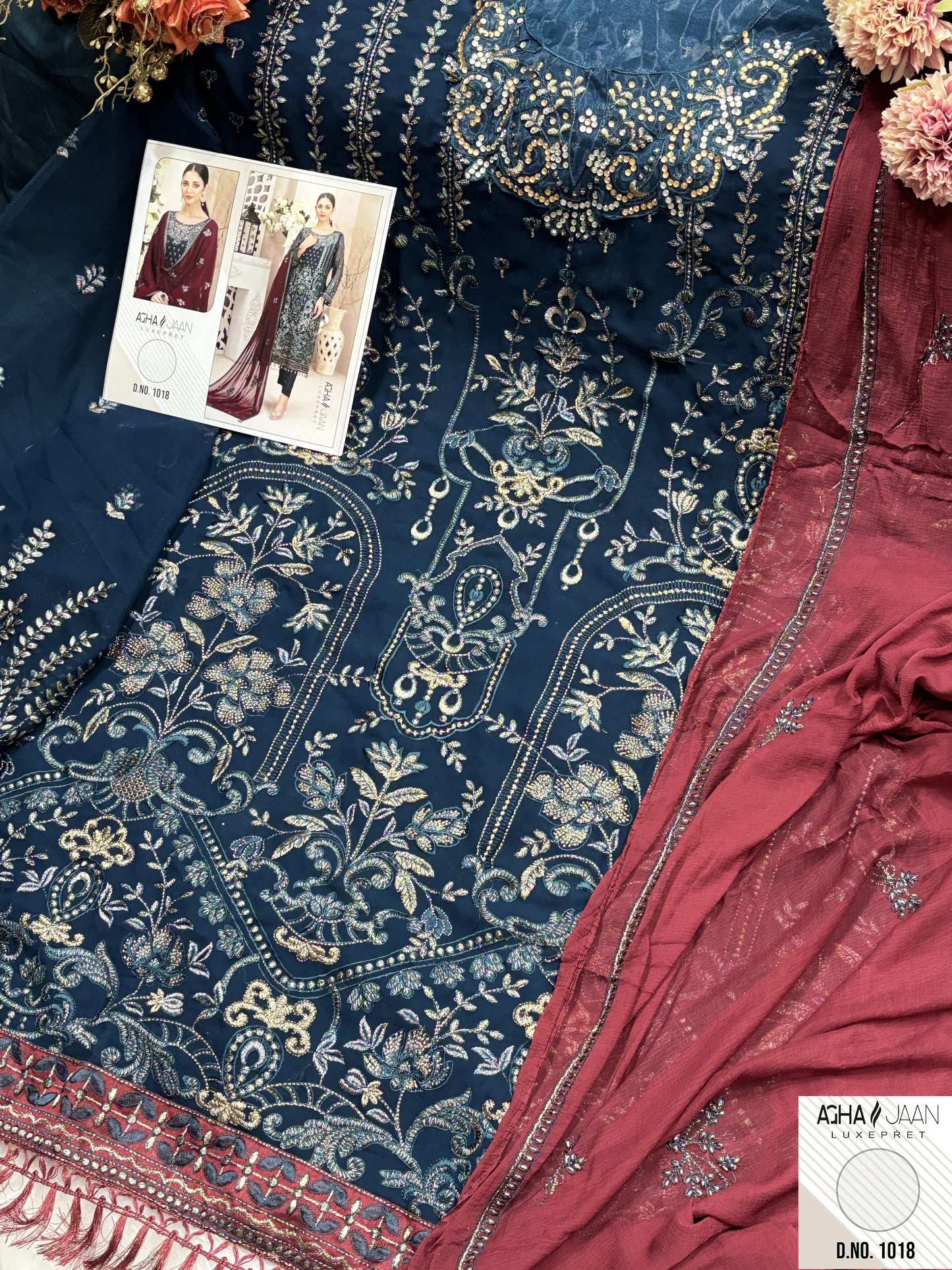 1018 Agha Jaan Embroidery Pakistani Salwar Suits