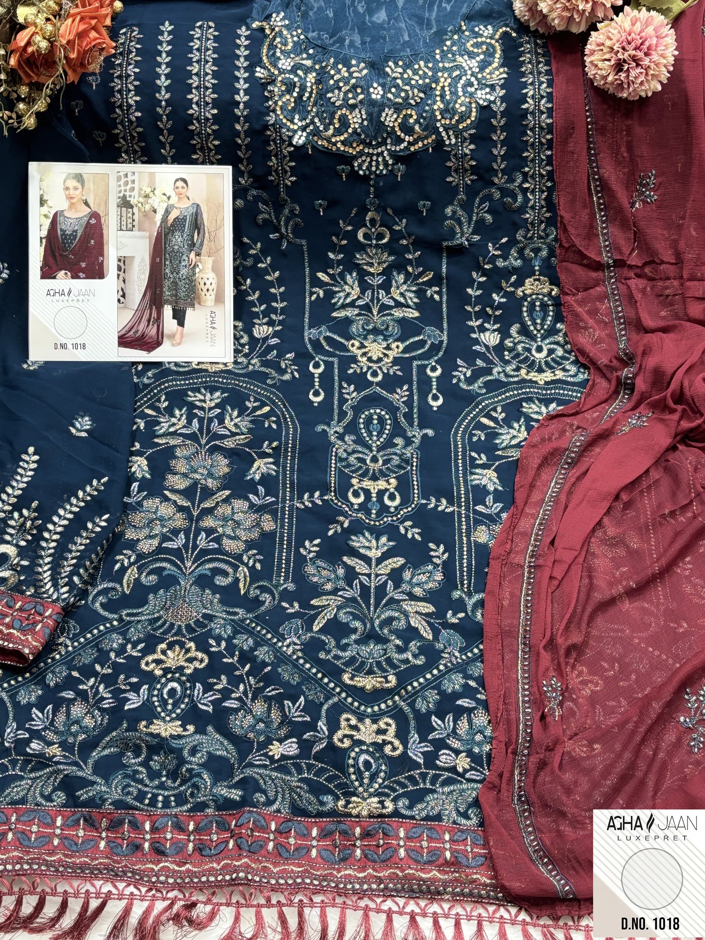 1018 Agha Jaan Embroidery Pakistani Salwar Suits