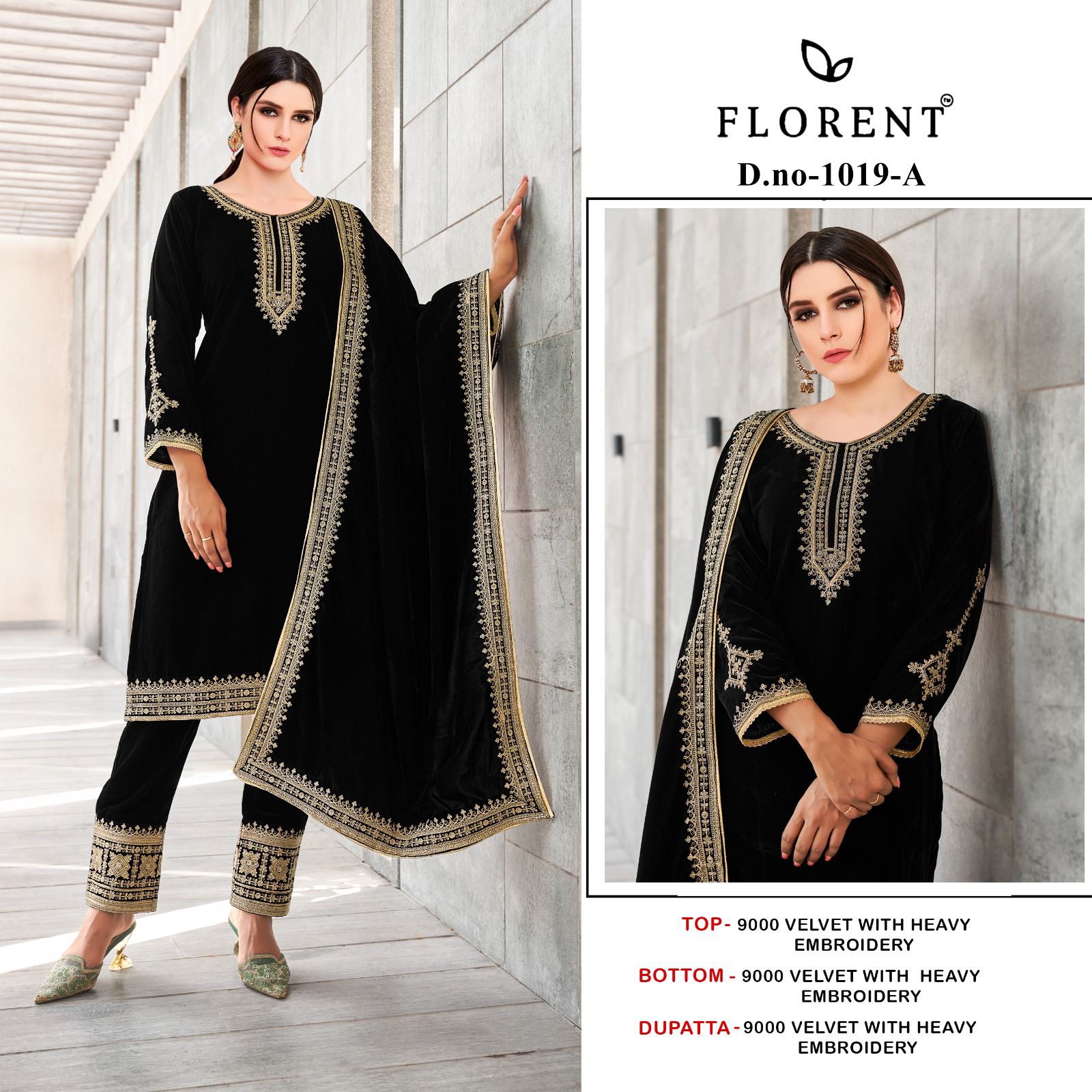 1019-A Florent Embroidery Velvet Suits