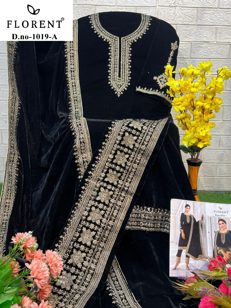 1019-A Florent Embroidery Velvet Suits