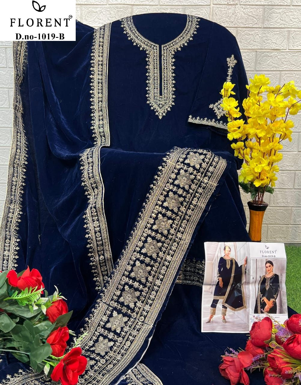 1019-B Florent Embroidery Velvet Suits