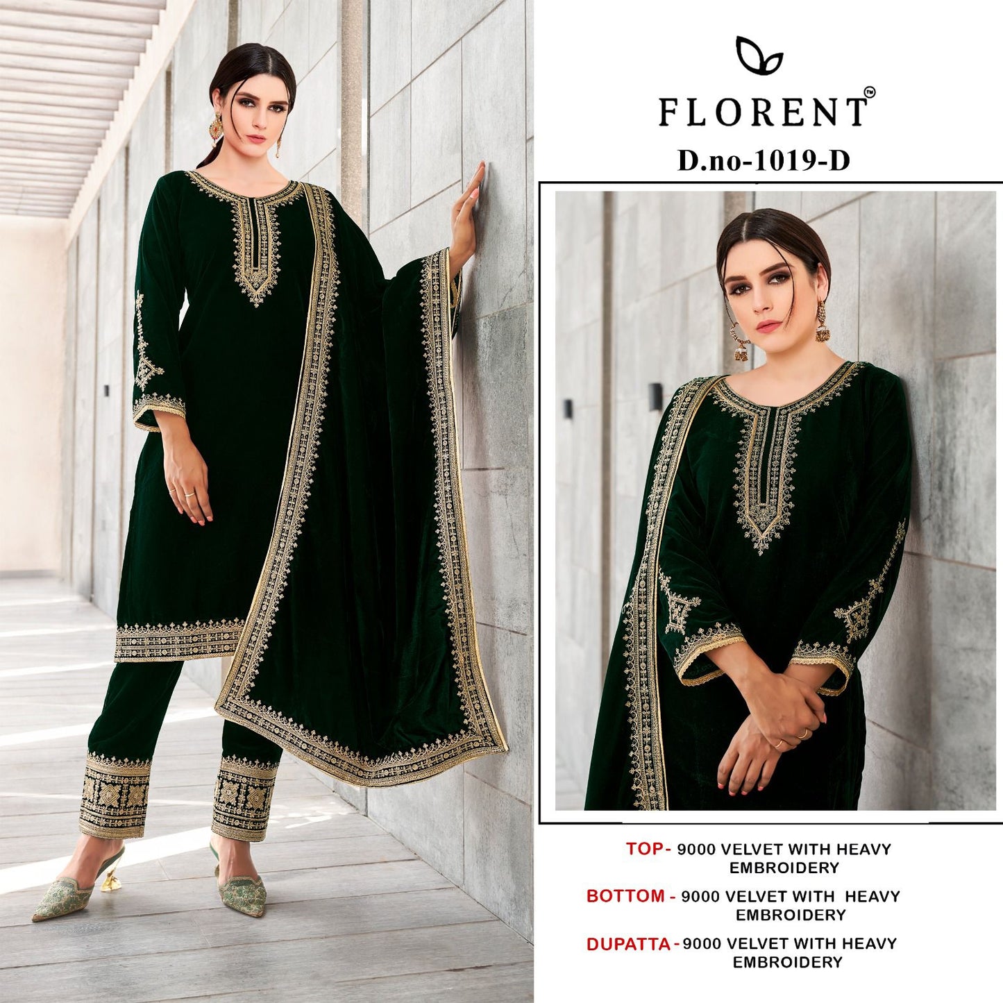 1019-D Florent Embroidery Velvet Suits