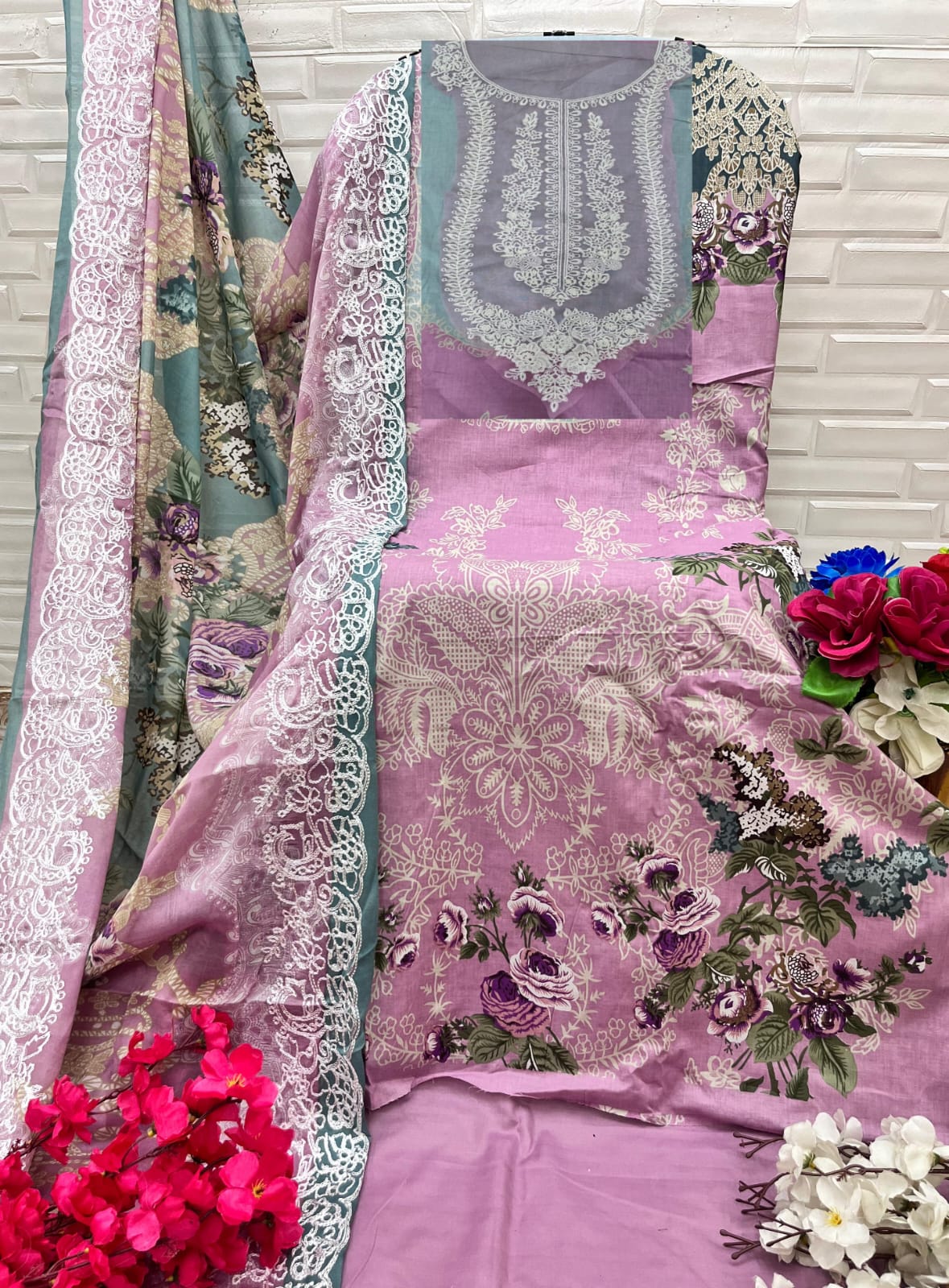 1019A Ezra Embroidery Pakistani Patch Suits