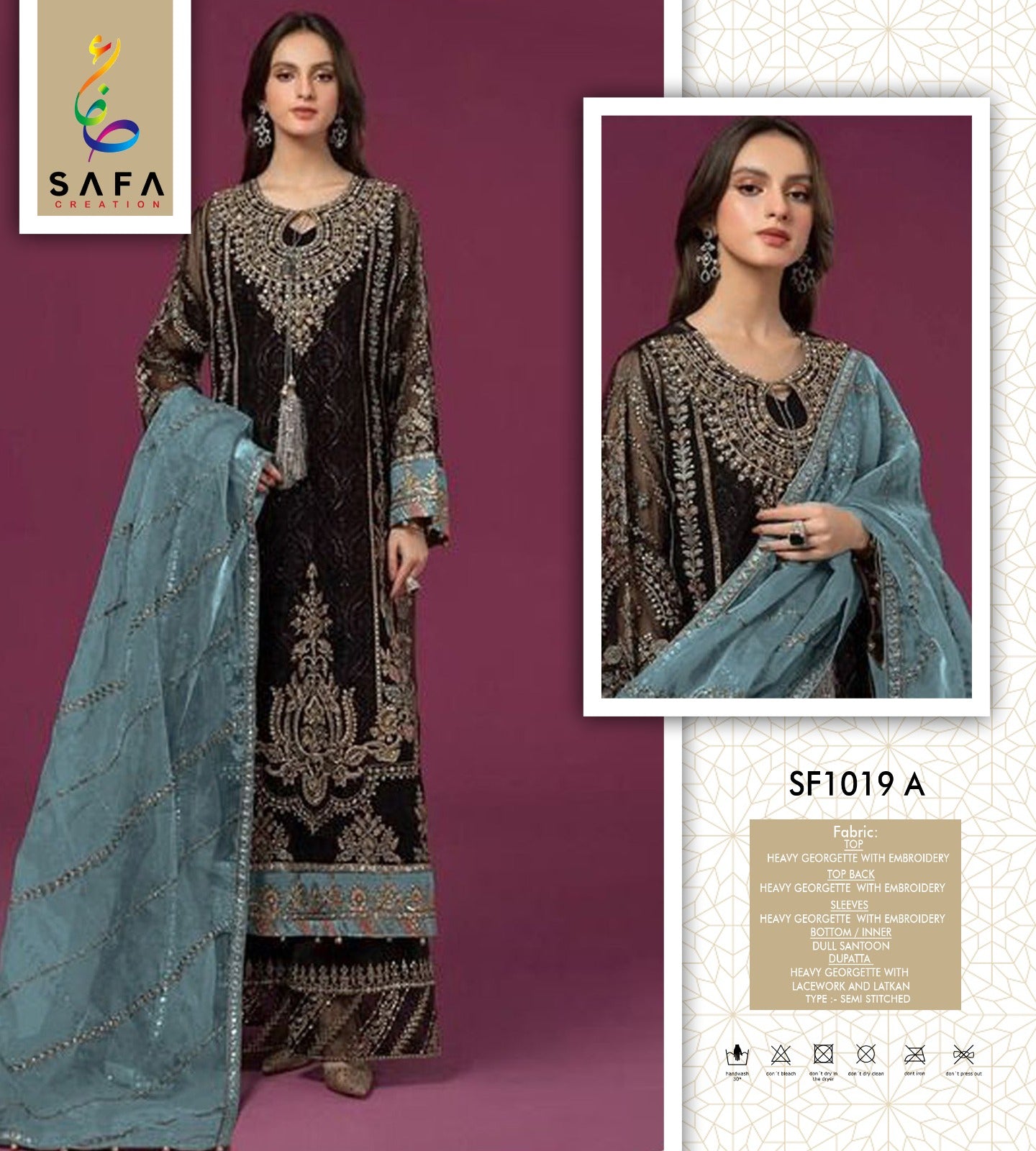 1019A Safa Creation Embroidery Pakistani Salwar Suits