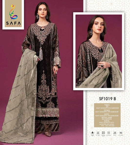 1019B Safa Creation Embroidery Pakistani Salwar Suits