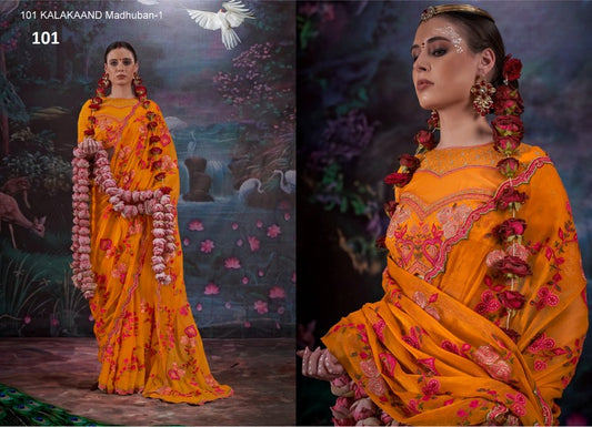 101 Madhuban-1 Kalakaand Gold Simmer Sarees