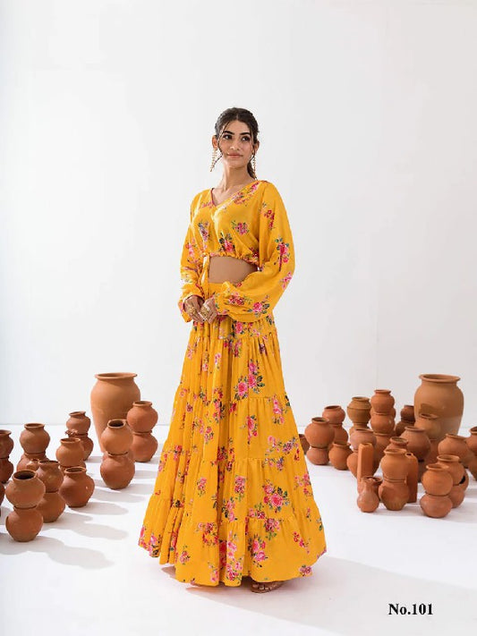 101 Vallari Vol 1 Lucaya Digital Print Croptop Skirt Set