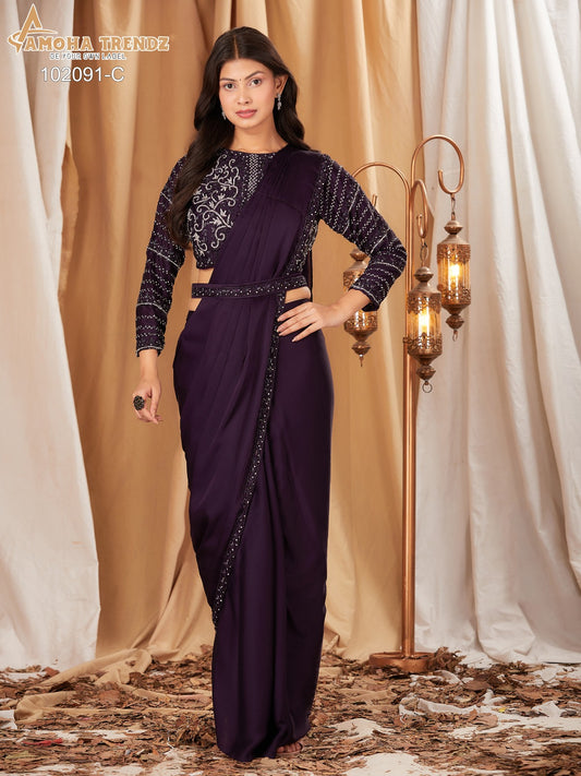102091C Amoha Embroidery Ready To Wear Saree