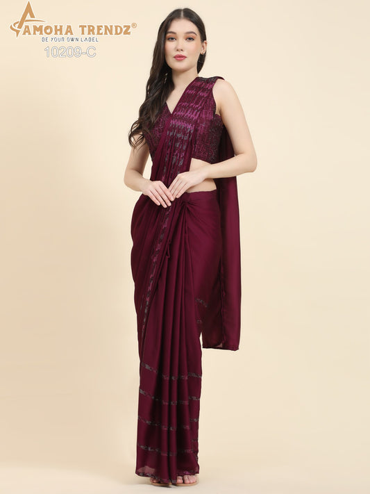 10209C Amoha V-Neck Ready To Wear Saree