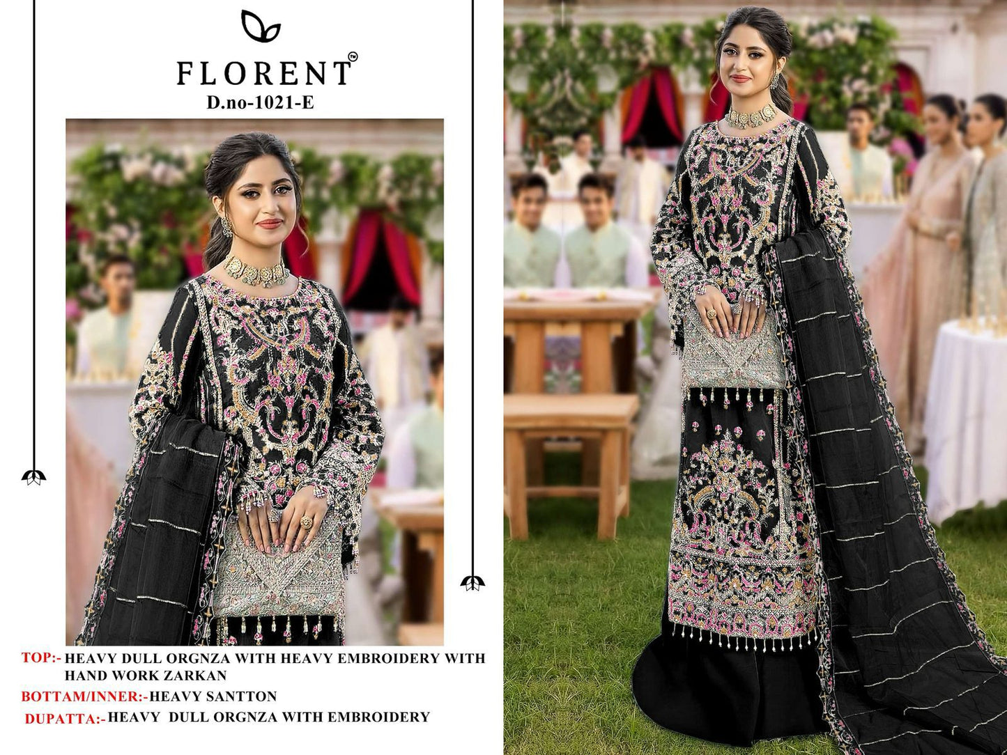 1021-E Florent Heavy Organza Pakistani Salwar Suits
