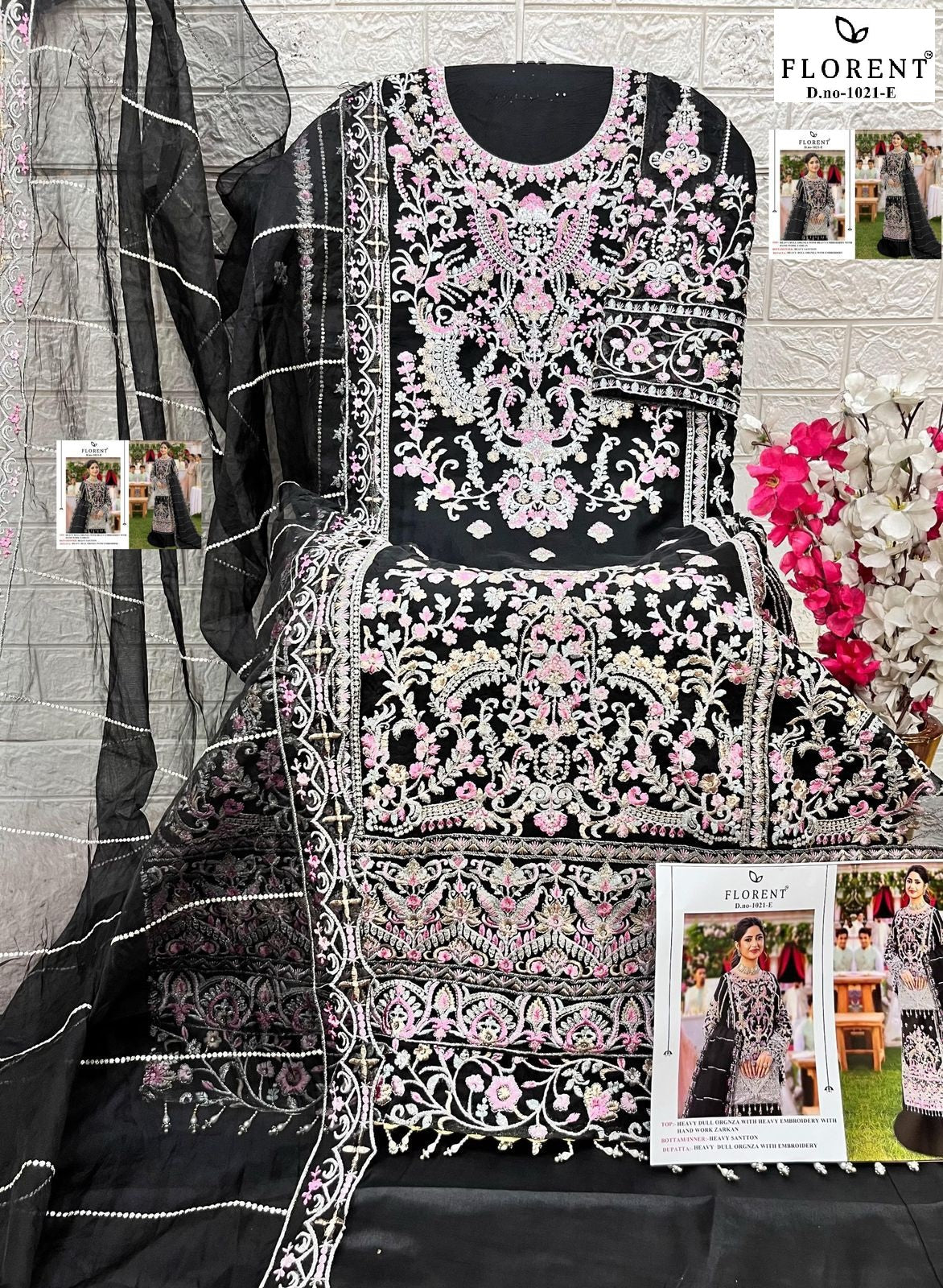 1021-E Florent Heavy Organza Pakistani Salwar Suits