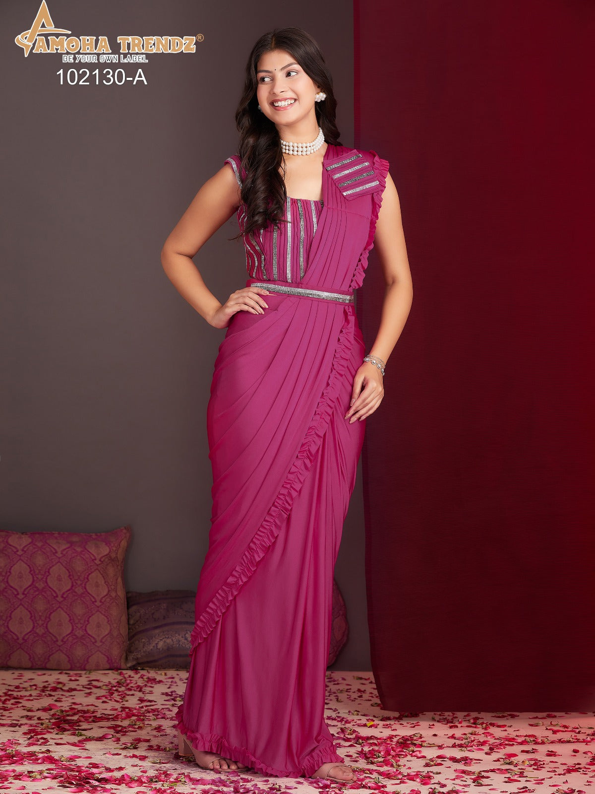 102130A Amoha Lycra Ready To Wear Saree