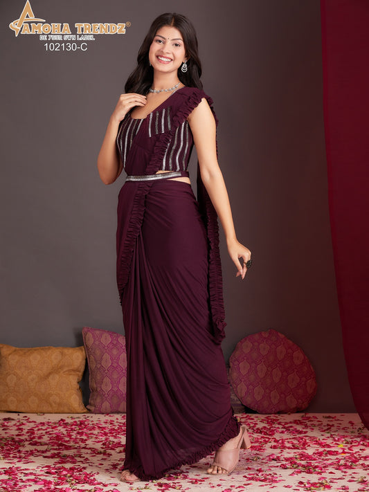 102130C Amoha Lycra Ready To Wear Saree