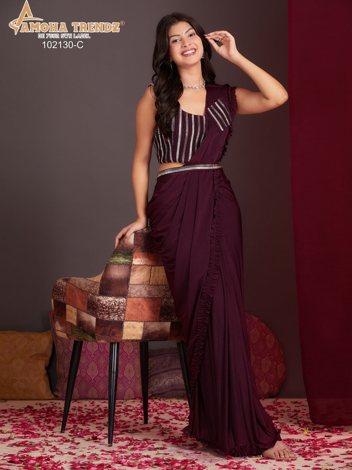 102130C Amoha Lycra Ready To Wear Saree