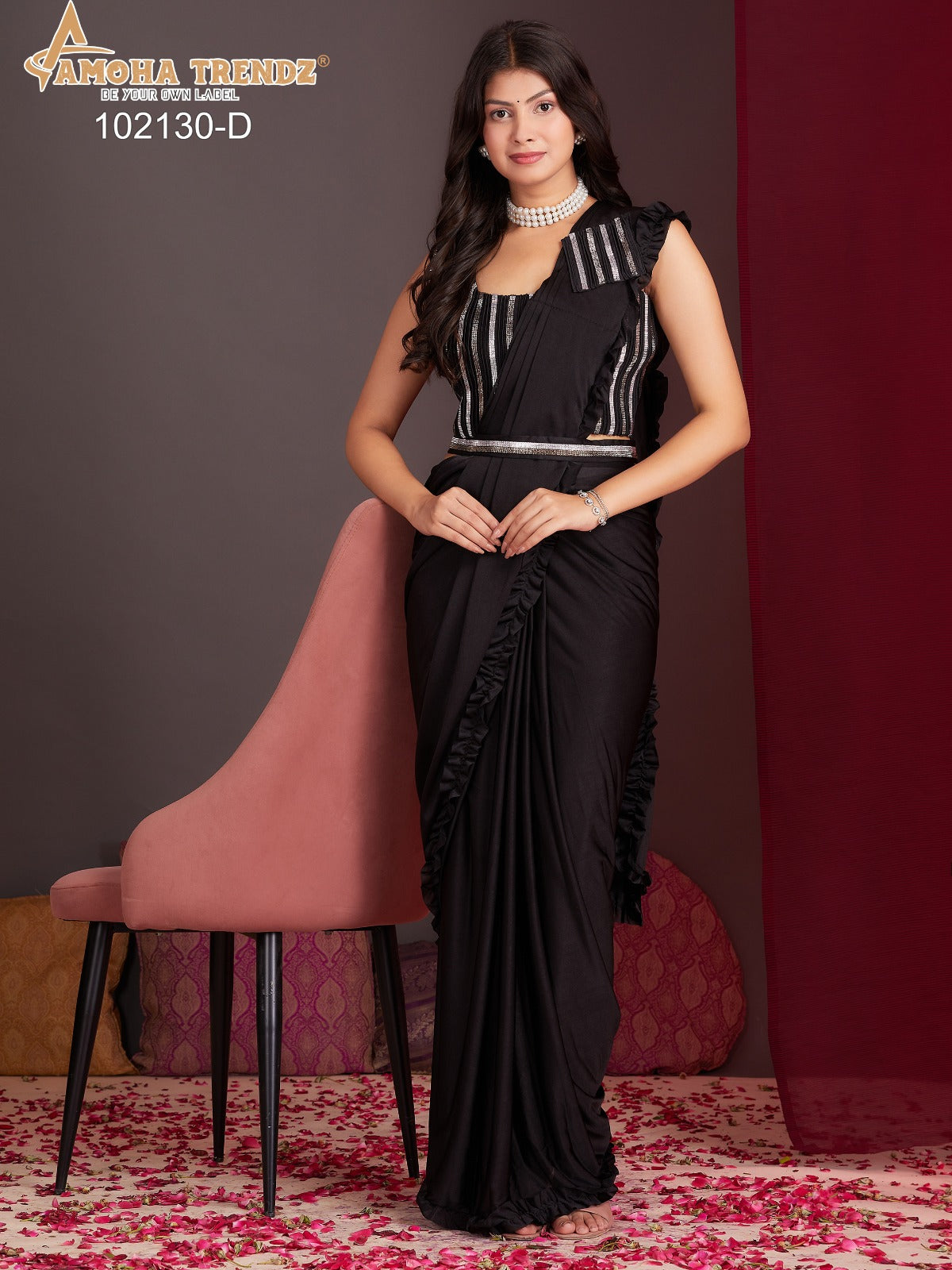 102130D Amoha Lycra Ready To Wear Saree