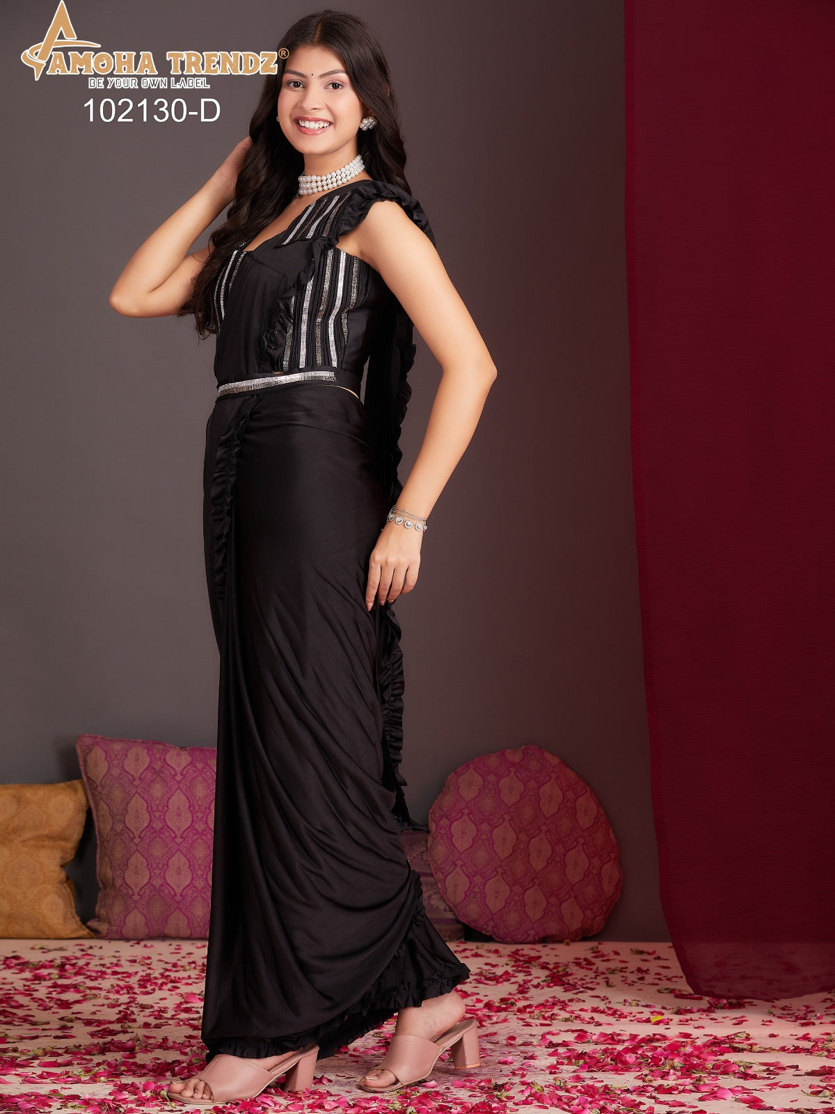 102130D Amoha Lycra Ready To Wear Saree