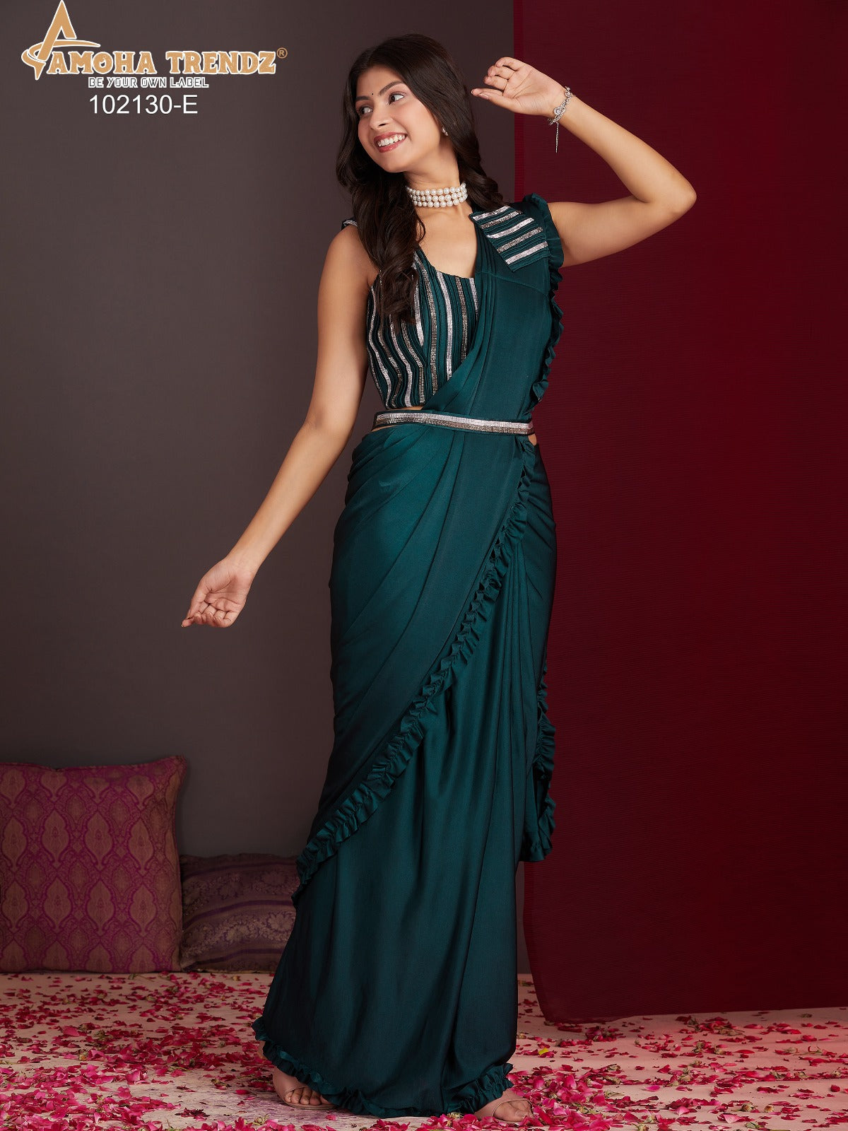 102130E Amoha Lycra Ready To Wear Saree