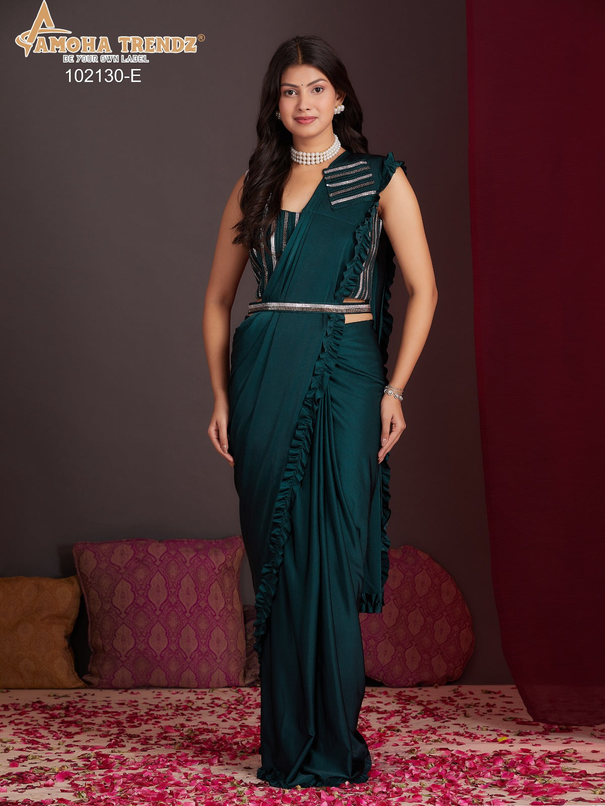 102130E Amoha Lycra Ready To Wear Saree