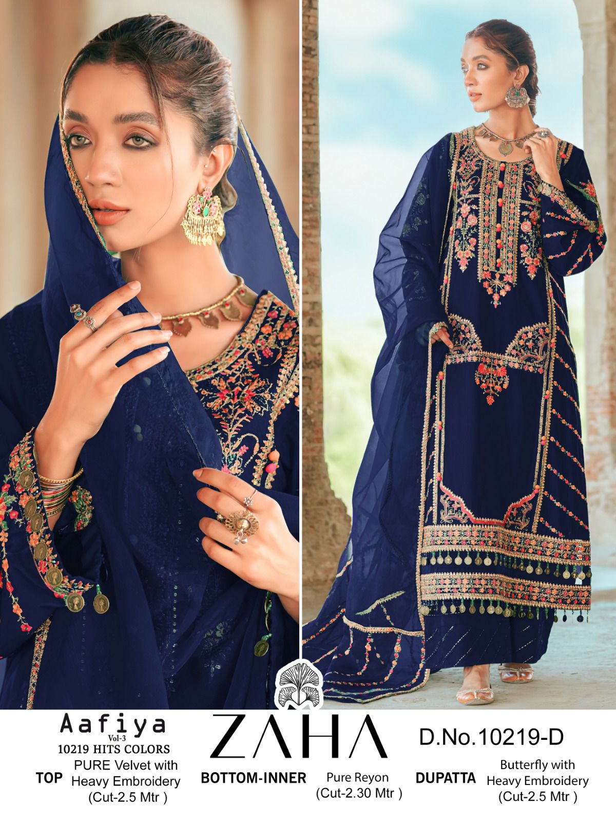 10219D Aafiya Vol 3 Zaha Embroidery Pakistani Salwar Suits