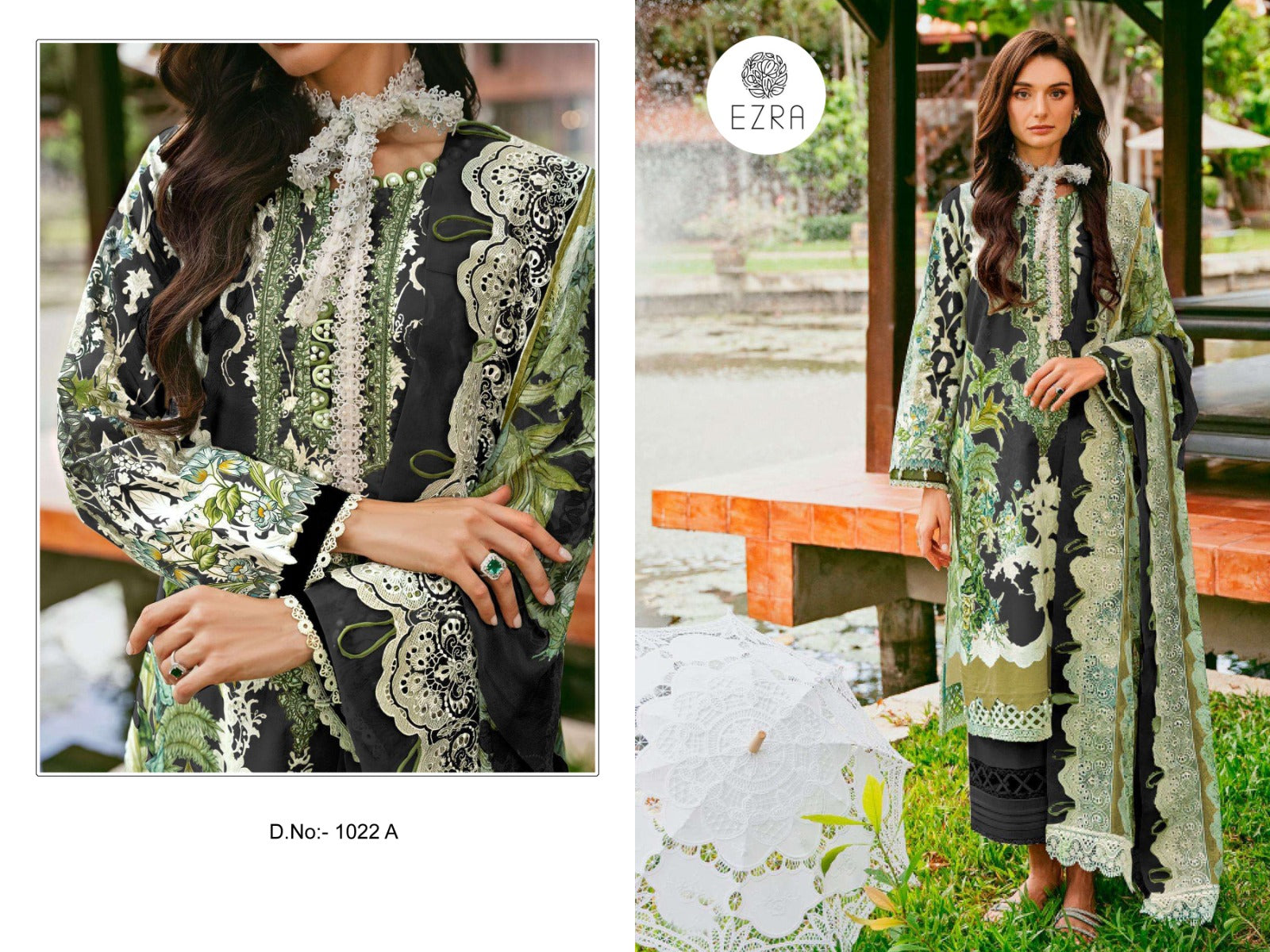 1022A Ezra Embroidery Pakistani Patch Suits