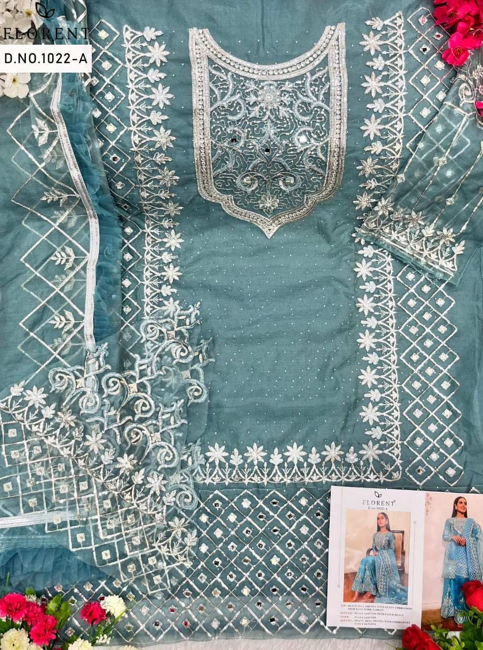 1022A Florent Embroidery Pakistani Salwar Suits