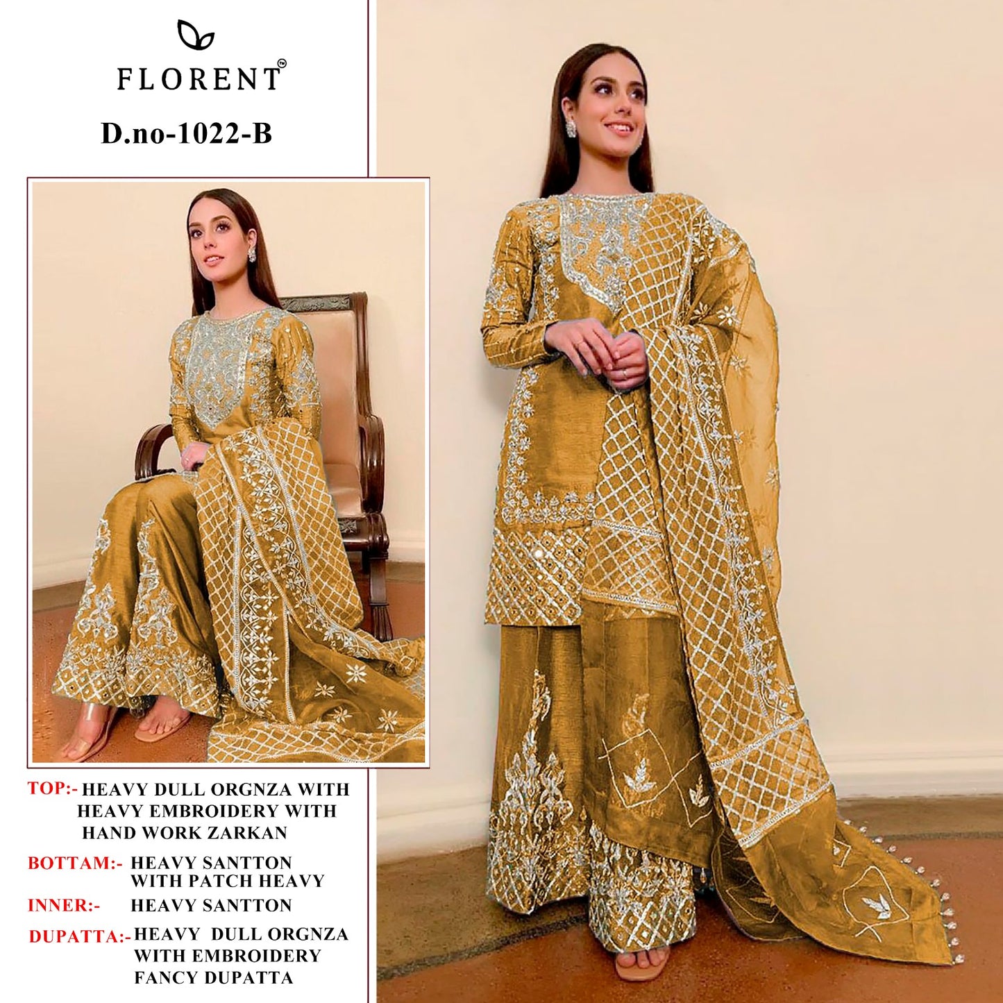 1022B Florent Embroidery Pakistani Salwar Suits