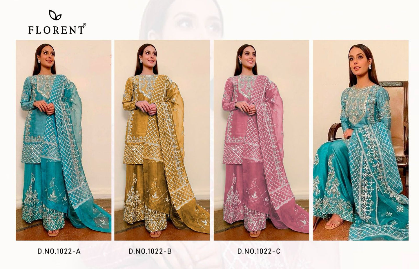 1022B Florent Embroidery Pakistani Salwar Suits