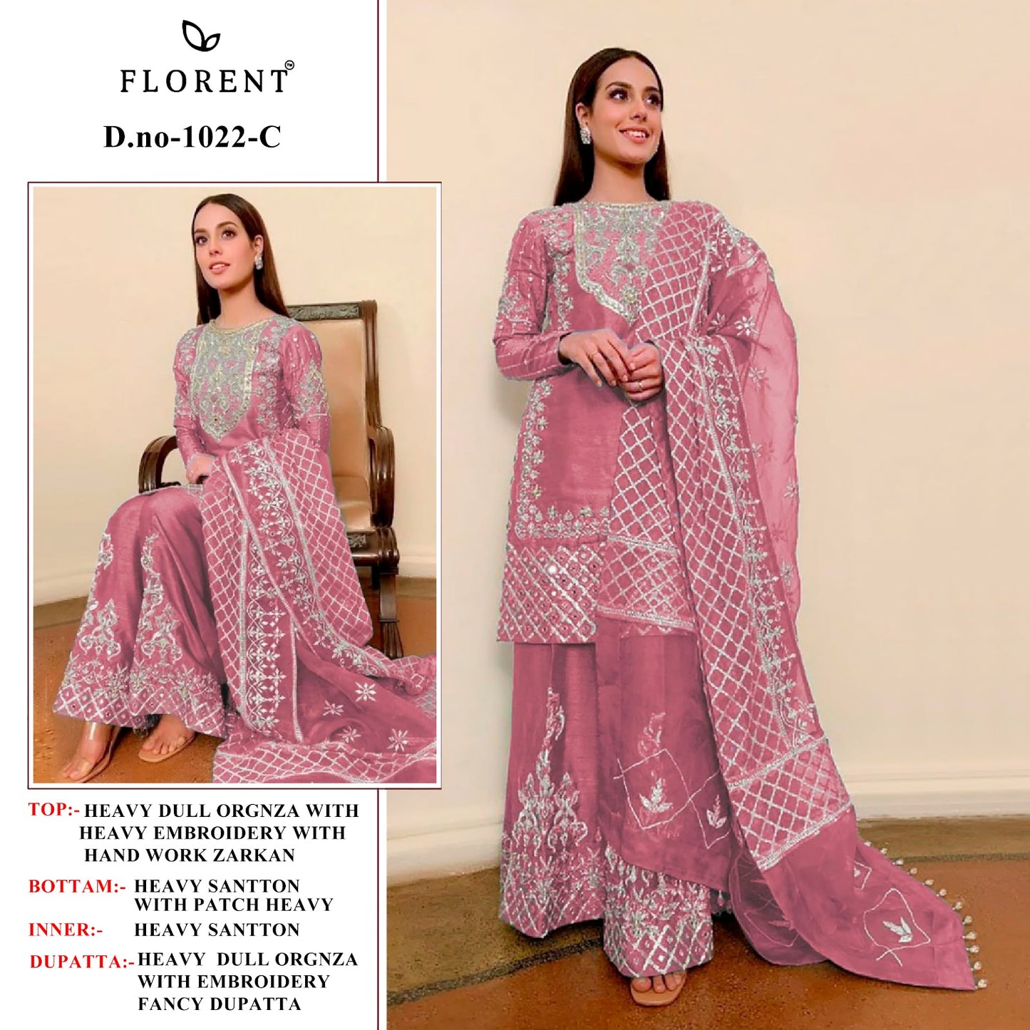 1022C Florent Embroidery Pakistani Salwar Suits