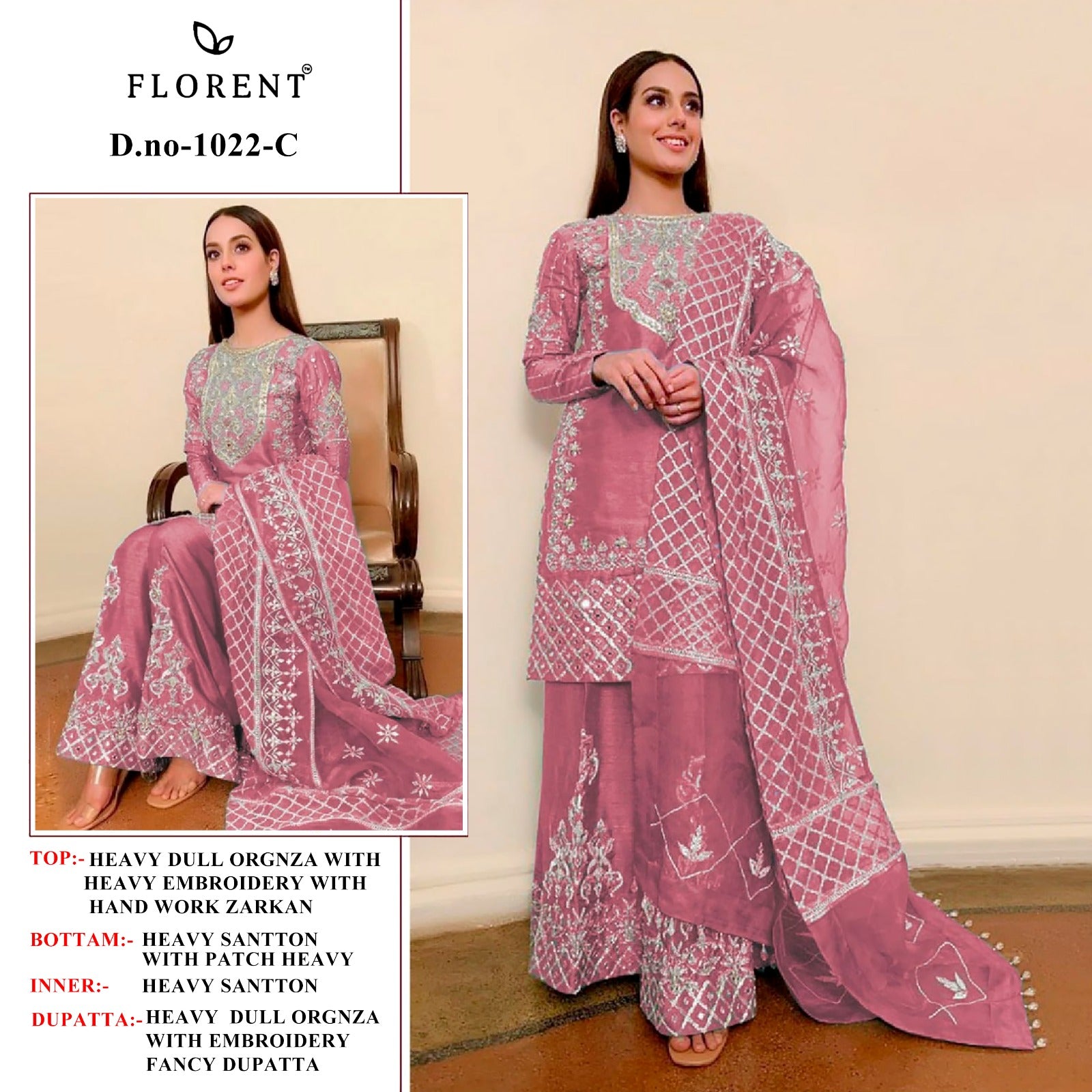 1022C Florent Embroidery Pakistani Salwar Suits