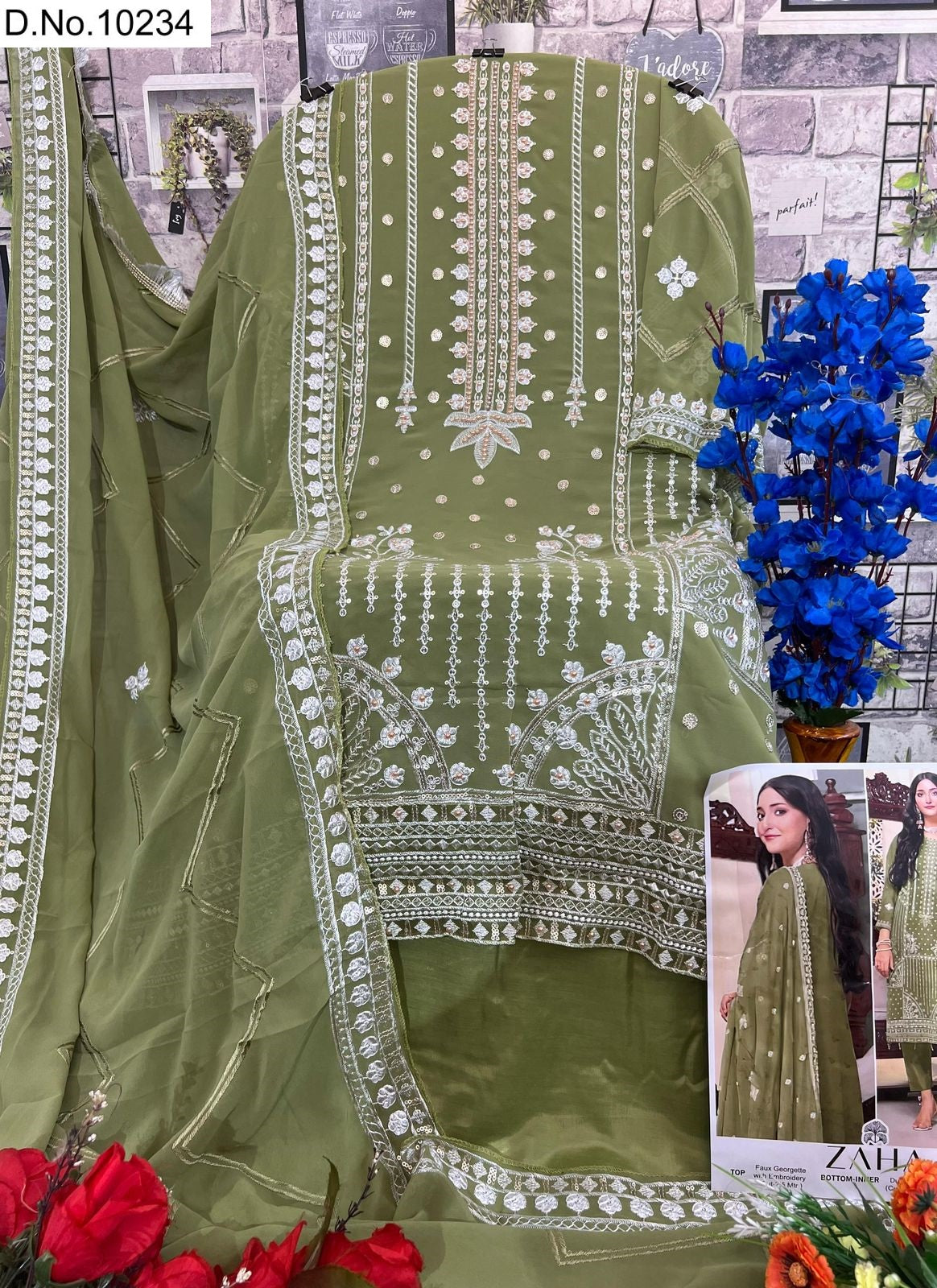 10234 Zainab Chottani Zaha Embroidered Pakistani Salwar Suits