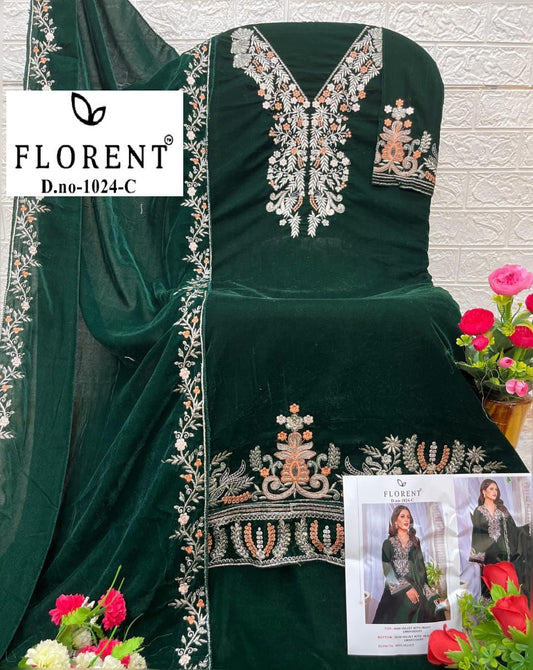 1024-C Florent Embroidery Velvet Suits
