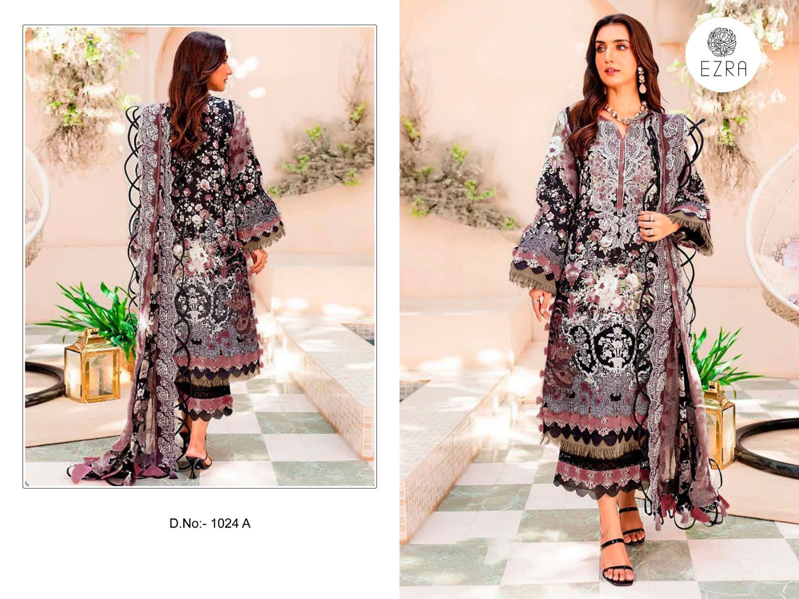 1024A Ezra Cotton Pakistani Patch Suits