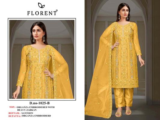 1025B Florent Dull Organza Pakistani Salwar Suits