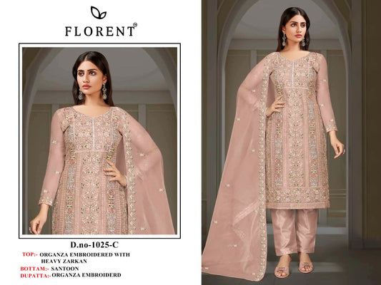 1025C Florent Dull Organza Pakistani Salwar Suits