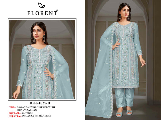 1025D Florent Dull Organza Pakistani Salwar Suits