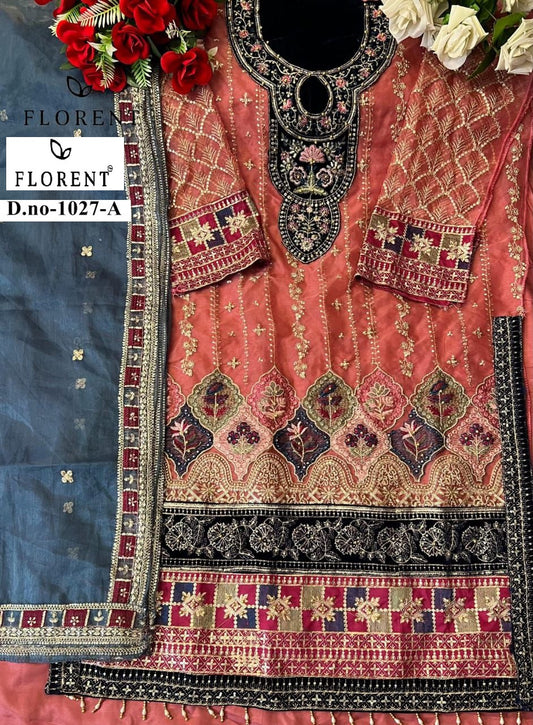 1027-A Florent Embroidery Pakistani Patch Suits