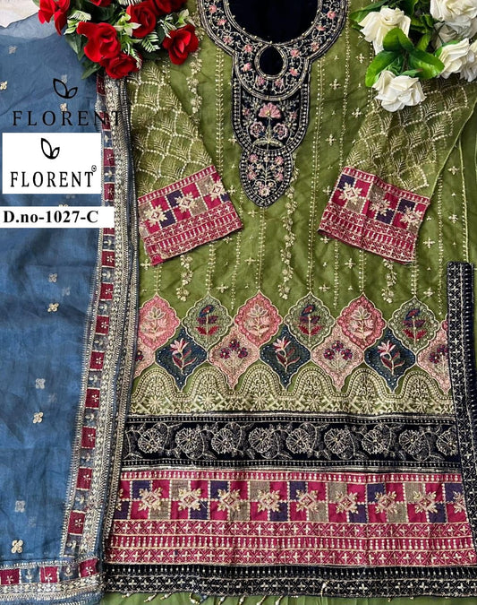 1027-C Florent Embroidery Pakistani Patch Suits