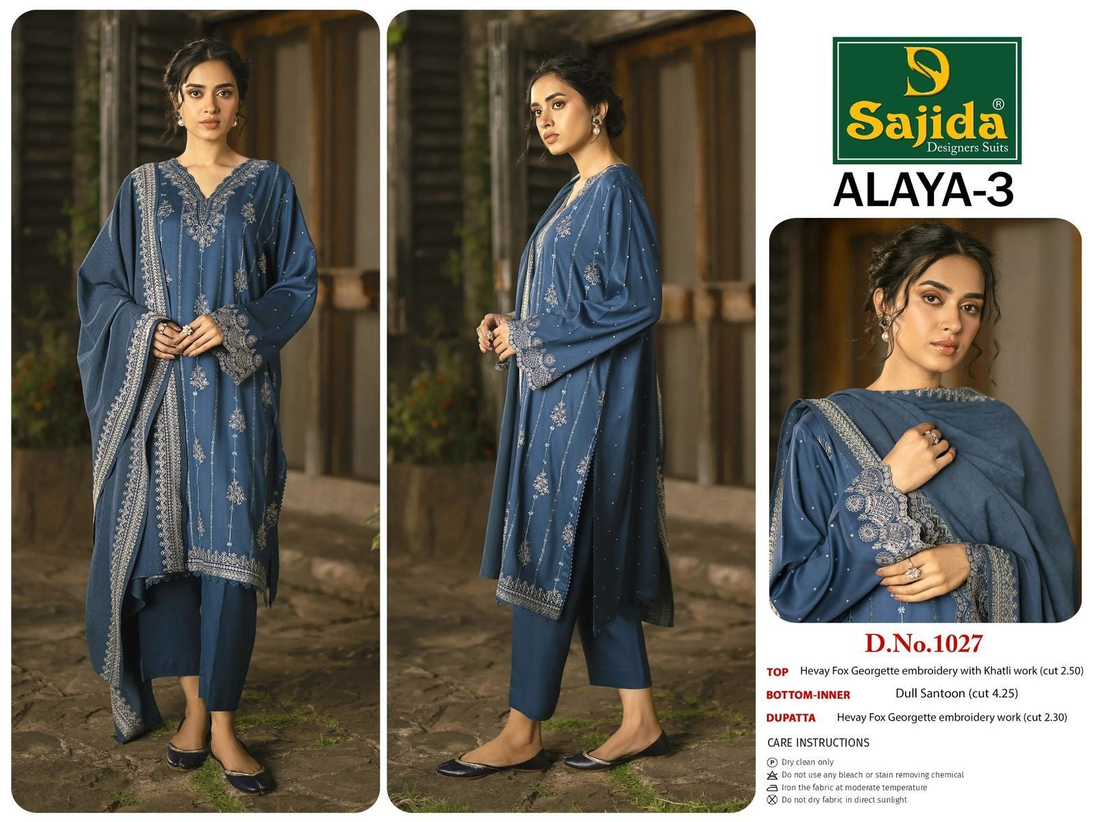 1027 Alaya Vol-3 Sajida Georgette Pakistani Salwar Suits