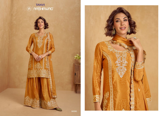 10285 Aashirwad Creation Chinon Silk Readymade Suits